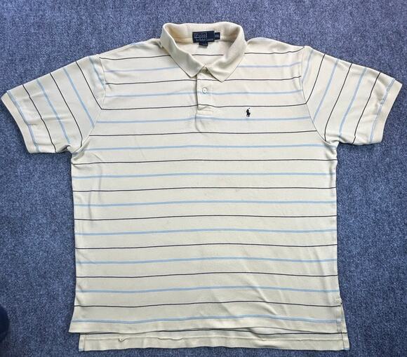 Ralph Lauren Other - Modern Polo Ralph Lauren Men's XXL Cream Striped Short Sleeve Polo Shirt Cotton